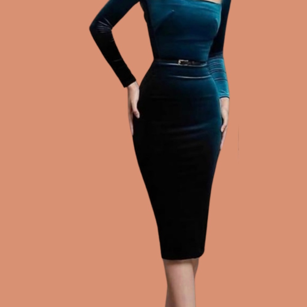 Velvet Princess Square Neck Evening Dress